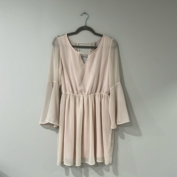 Paper Crane Sheer Lined Bell Sleeve Tunic Dress Xl - Picture 2 of 10